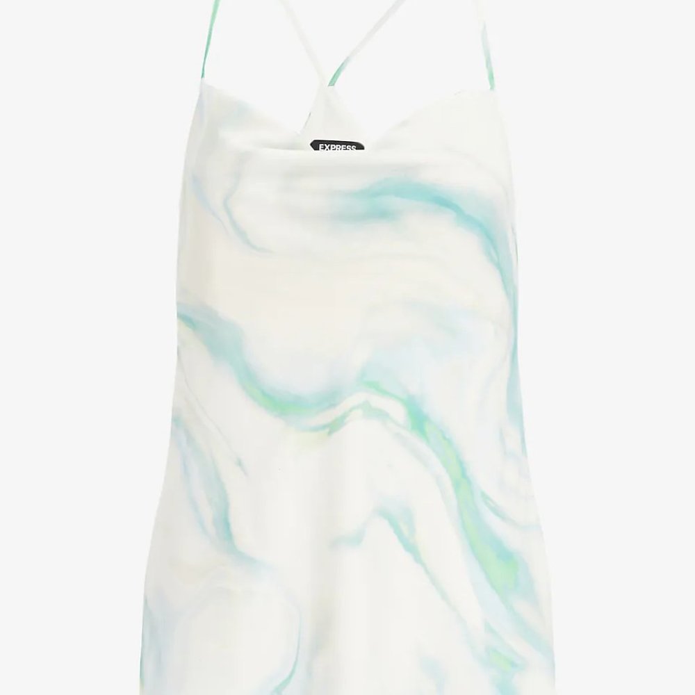 Express Abstract Marble Print Satin Racerback Cowl Neck Cami NWOT S